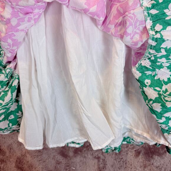 Mini Boden Girls Floral Rainbow Tiered Dress Smocked Back Strapless 8 9 Years - Picture 6 of 13